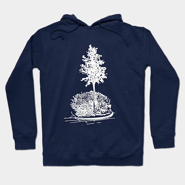 Tree and flowerbed on a moonlit night. Hoodie by ElizabethArt